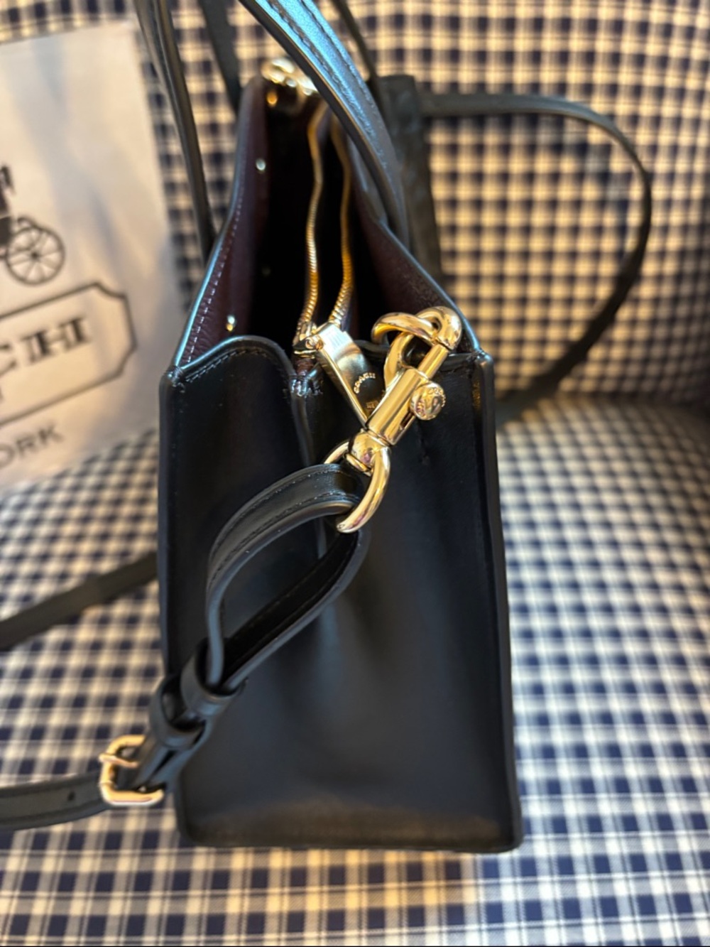 Coach Charlie carry  all Black Embossed leather with branded  Dust Bag - Picture 6 of 12